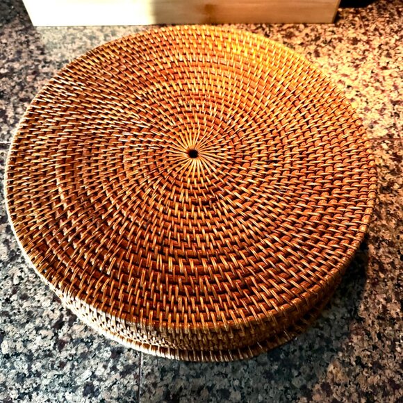 Woven Rattan Chip & Dip Server Tray Charger 15" William Sonoma - Picture 6 of 13